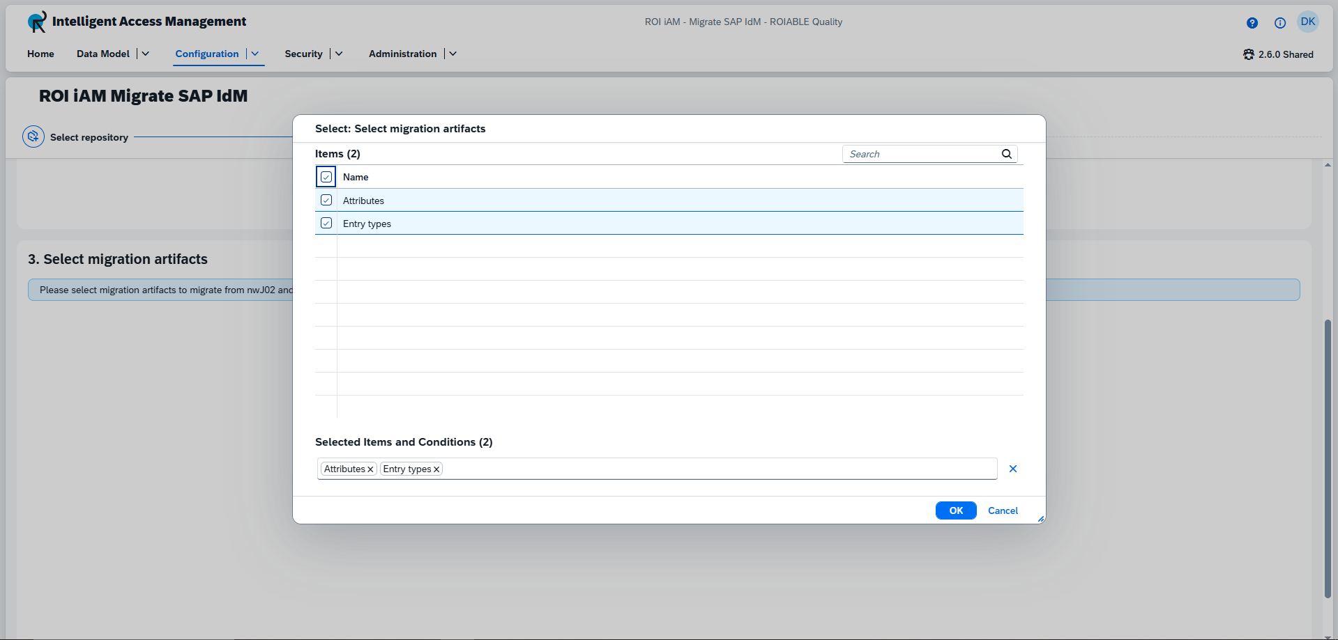 Select Migration Artifacts