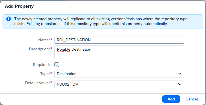 Create property dialog