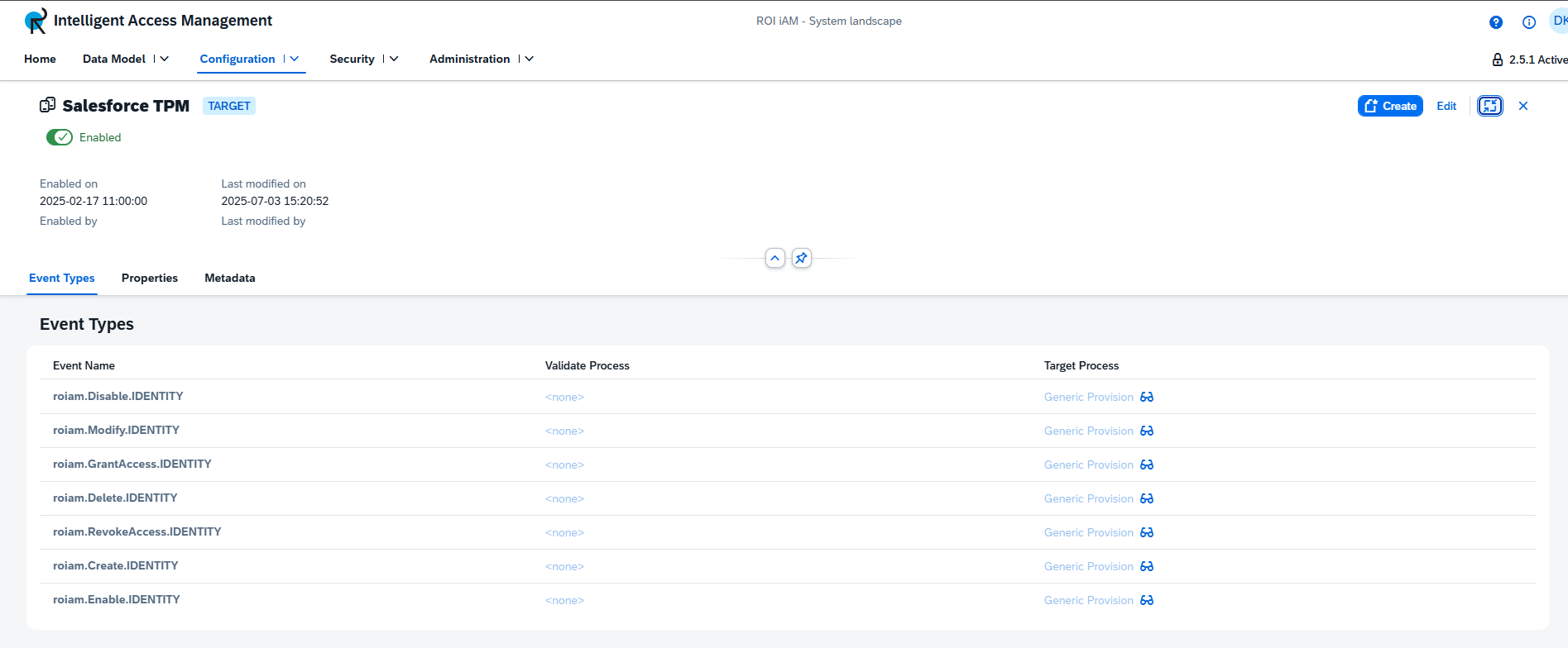 Event Types and Header of Repository Type